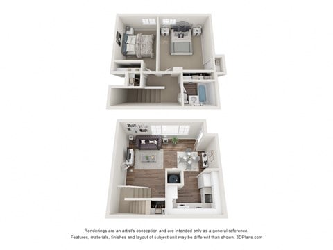 Floor plan for 2 beds, 1 bath, 880 sqft